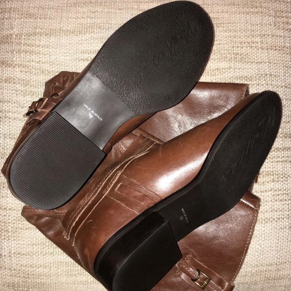 Matisse Flashback Leather Tall Riding Boots Brown Size 7 Buckle Biker NEW Moto